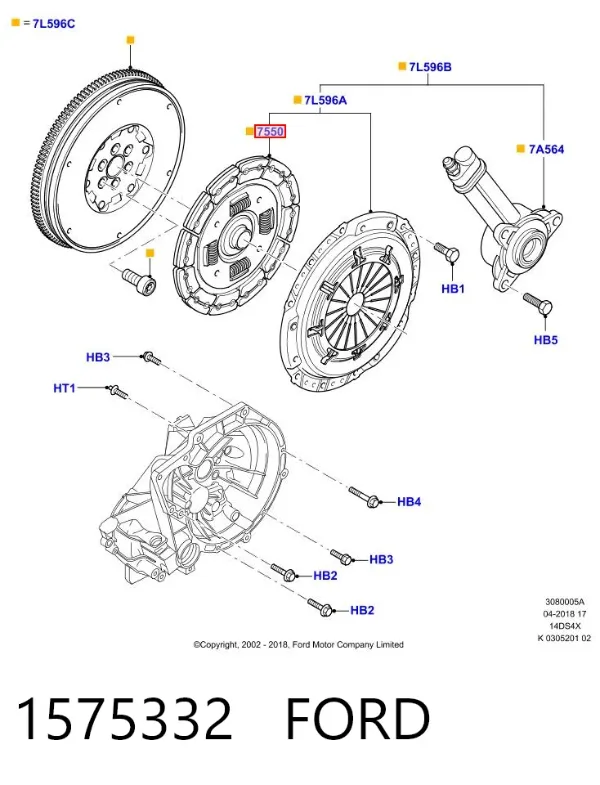 Kit de embraiagem (3 peças) 1575332 Ford