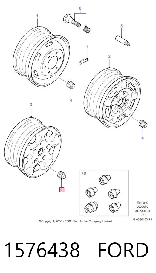 Porca de roda 1576438 Ford