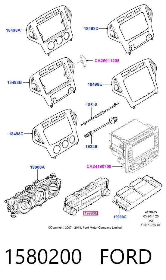 Unidade de controlo dos modos de aquecimento/condicionamento Ford Galaxy II CA1