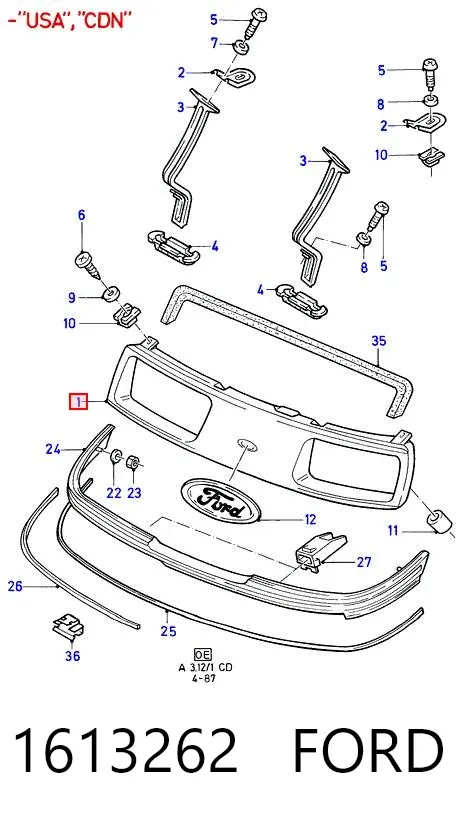 Grelha do radiador Ford Sierra I