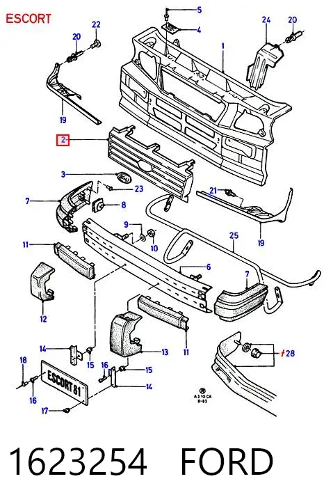Grelha do radiador Ford Escort III