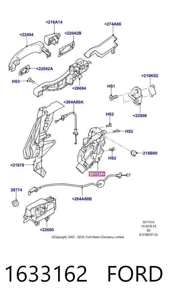 Fecho da porta traseira direita 1633162 Ford