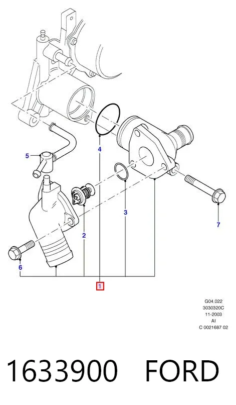 Caixa do termostato 1633900 Ford