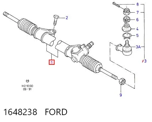 Cremalheira da direção 1648238 Ford