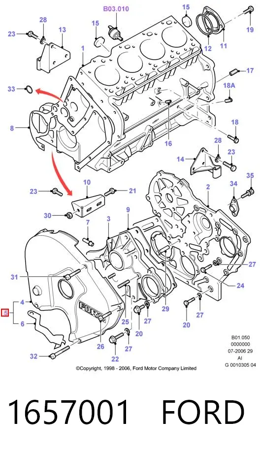 Proteção da correia do mecanismo de distribuição de gás 1657001 Ford