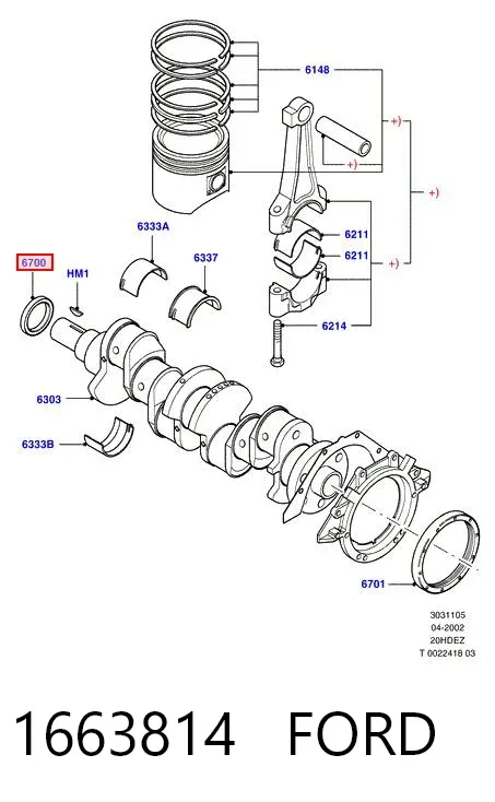 Vedação da árvore distribuidora de motor 1663814 Ford