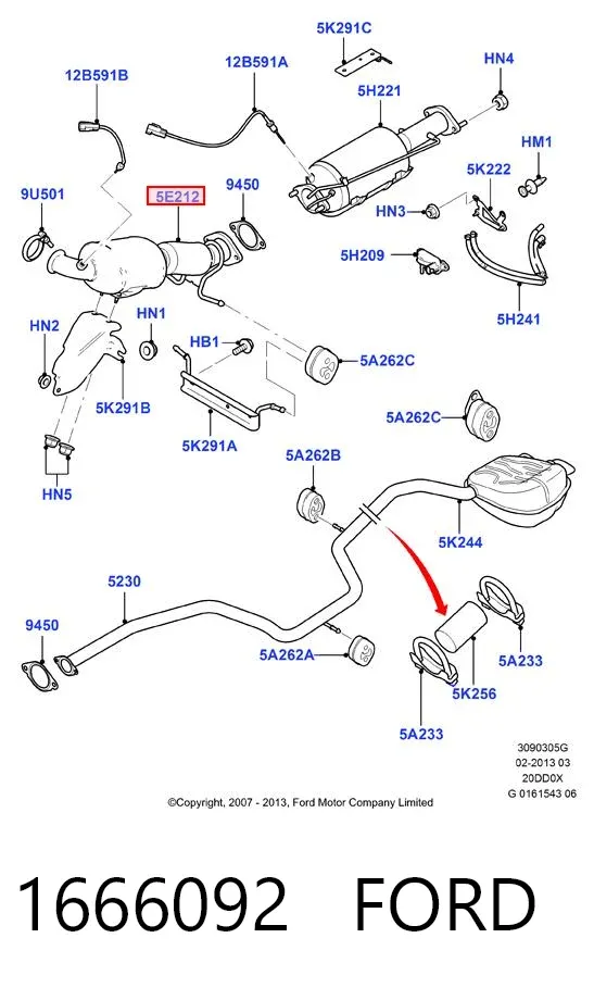 Convertidor - catalisador 1666092 Ford