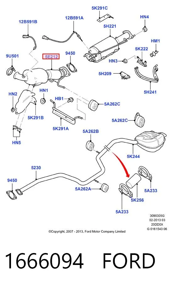 Convertidor - catalisador 1666094 Ford