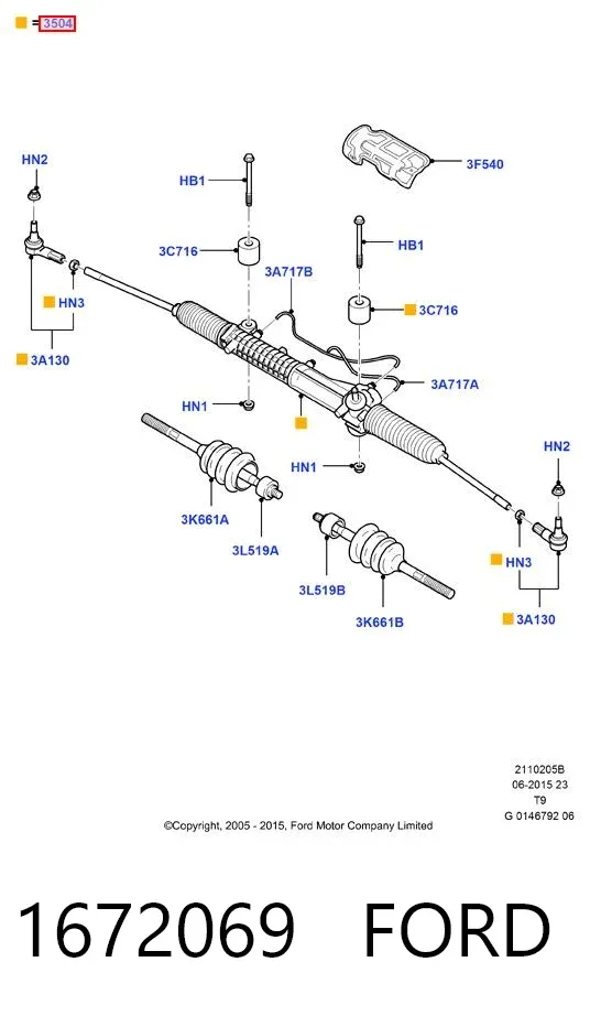 Cremalheira da direção 1672069 Ford