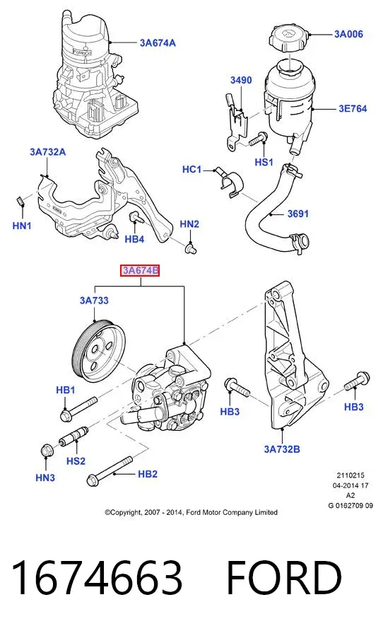 Bomba da Direção hidrâulica assistida 1674663 Ford
