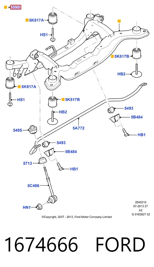 Viga de suspensão traseira (plataforma veicular) 1674666 Ford