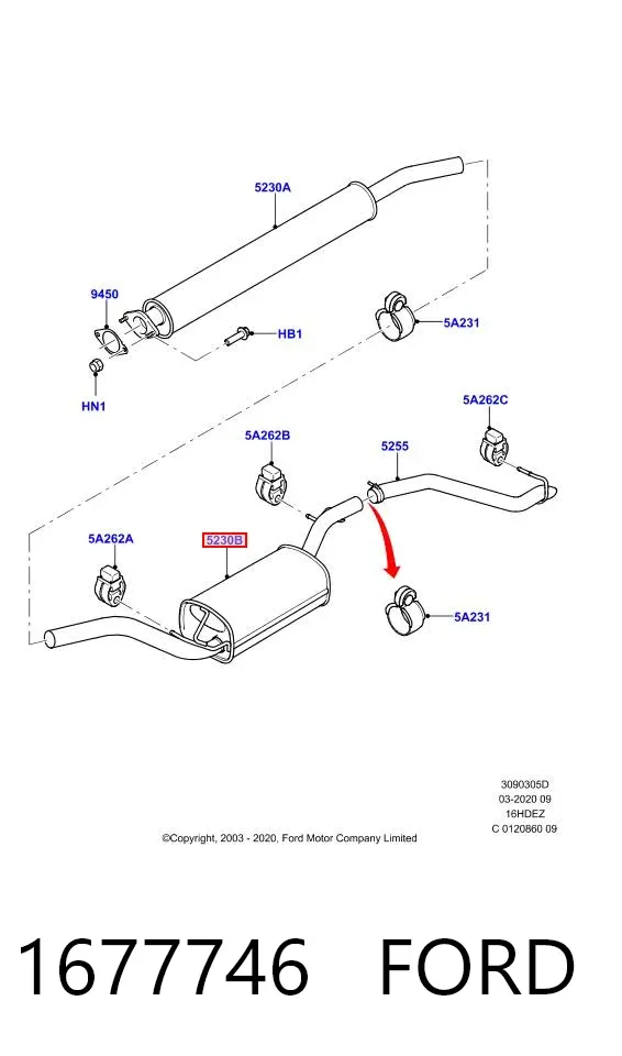 Silenciador, parte central 1677746 Ford