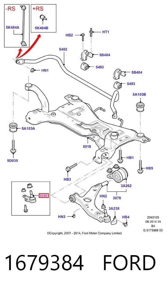 Suporte de esfera inferior 1679384 Ford