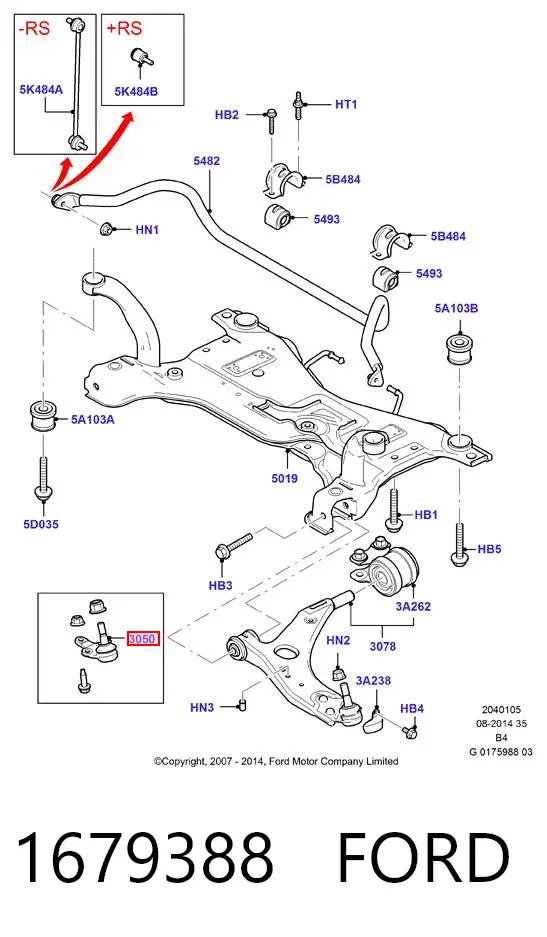 Suporte de esfera inferior 1679388 Ford