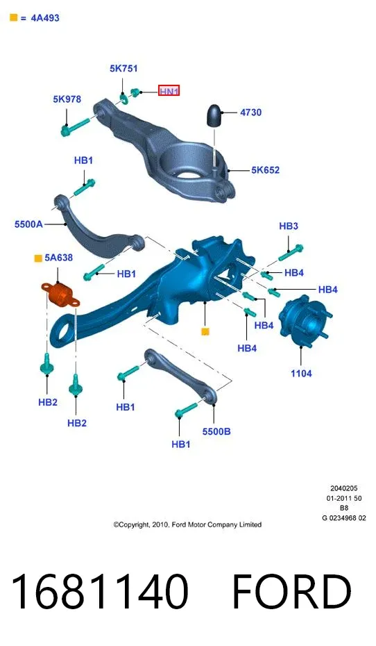 Porca excêntrica do braço oscilante inferior traseiro (de inclinação) 1681140 Ford