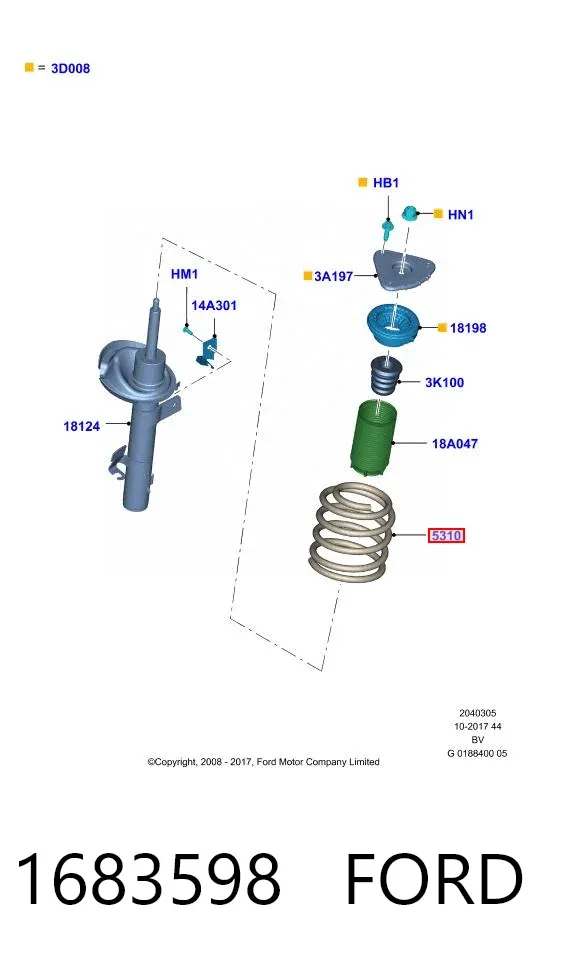 Mola dianteira 1683598 Ford