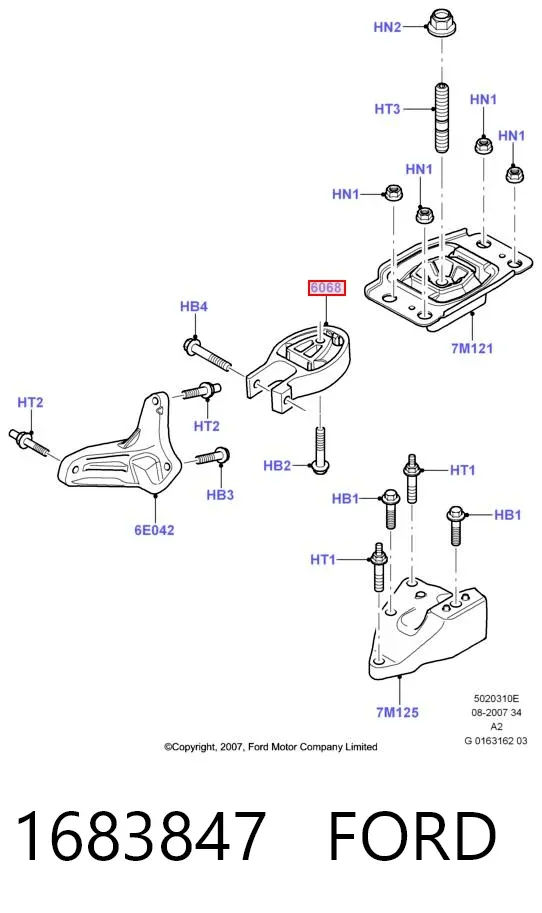 Coxim (suporte) traseiro de motor 1683847 Ford
