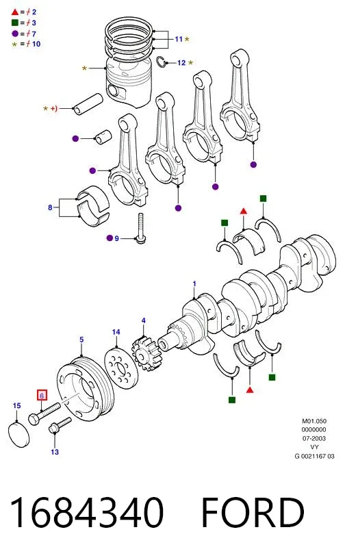 Parafuso da polia de cambota 1684340 Ford