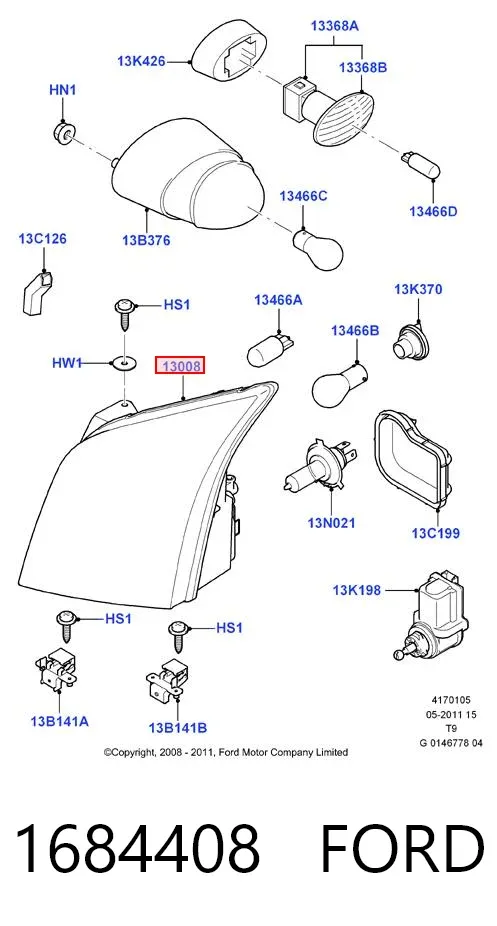 Luz direita 1684408 Ford