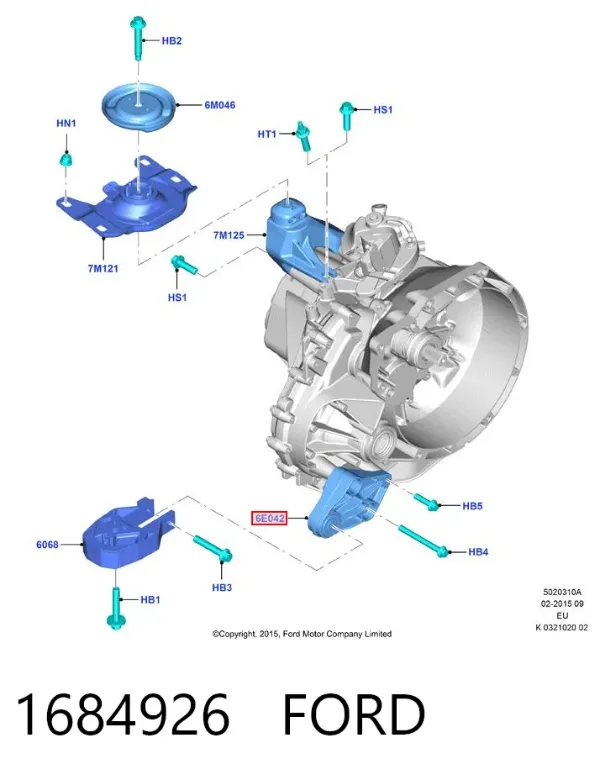Consola de coxim da Caixa de Mudança 1684926 Ford