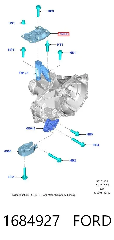 Coxim de transmissão (suporte da caixa de mudança) 1684927 Ford
