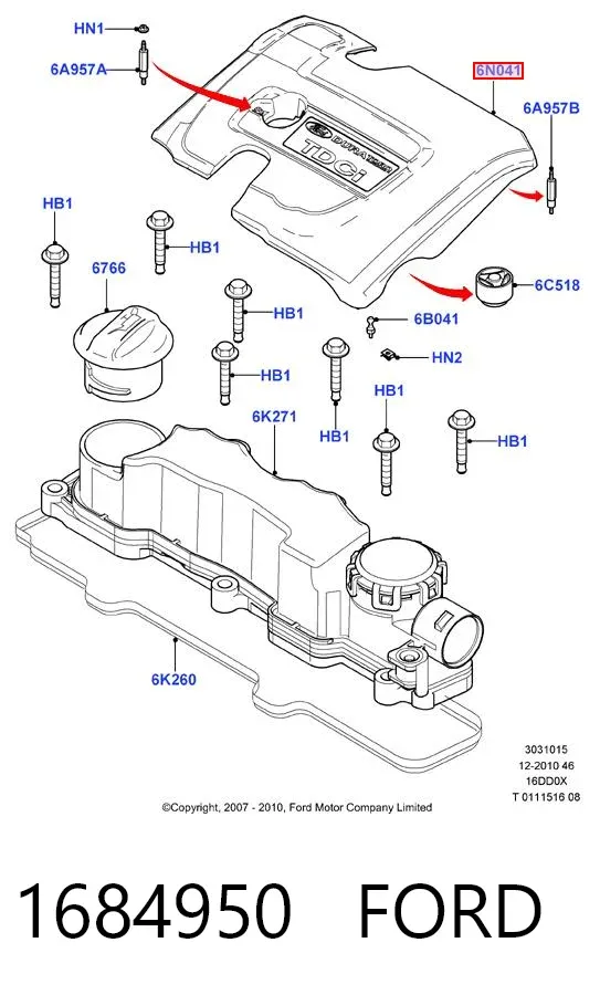 Tampa de motor decorativa 1684950 Ford
