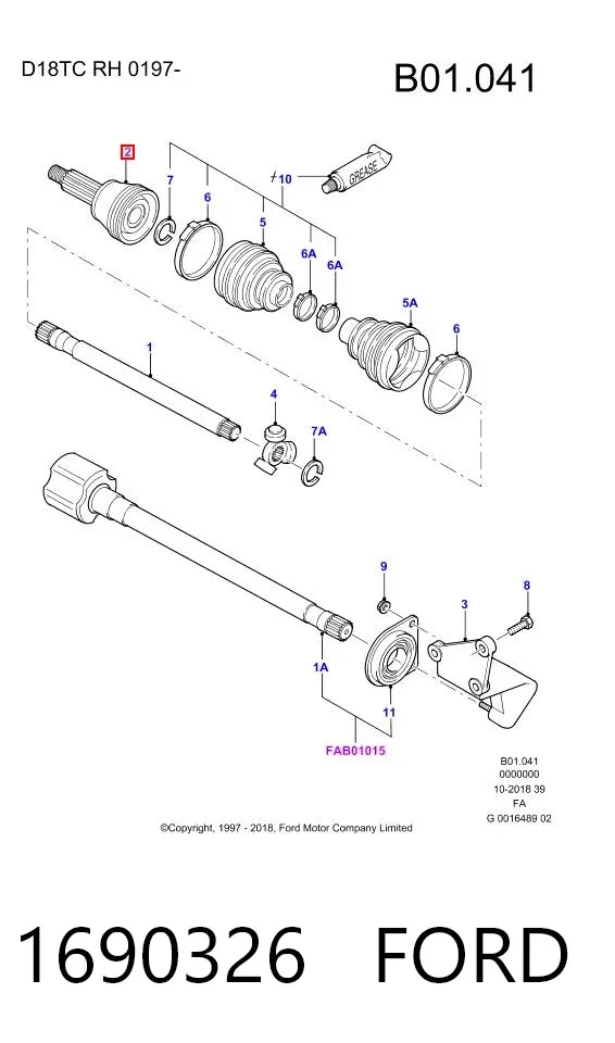 Junta homocinética externa dianteira 1690326 Ford