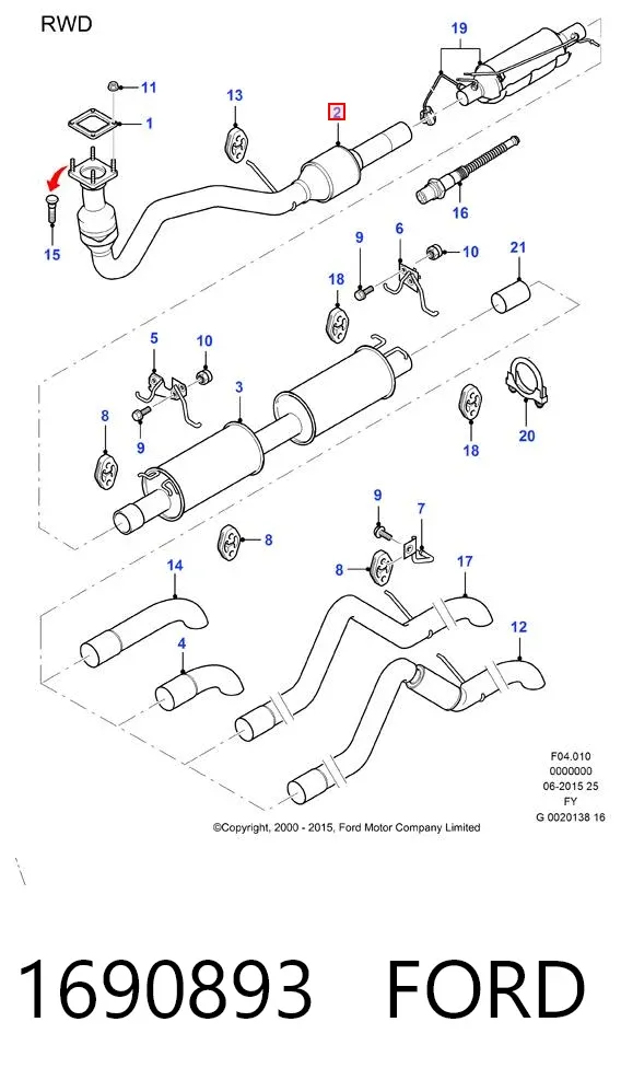 Convertidor - catalisador 1690893 Ford