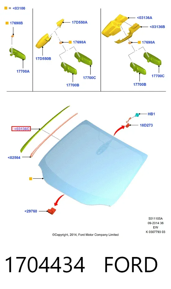 Moldura esquerda de pára-brisas 1704434 Ford