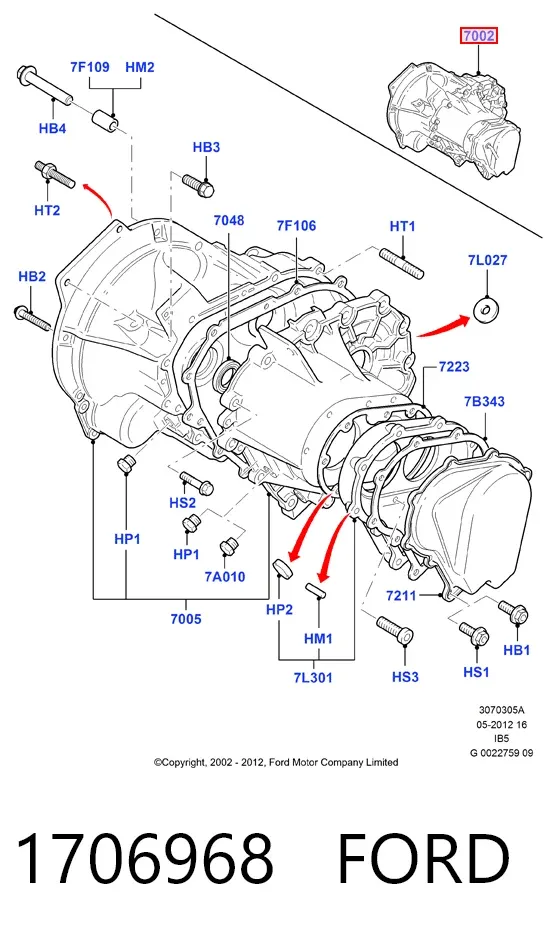 Caixa de Mudança montada (caixa mecânica de velocidades) 1706968 Ford
