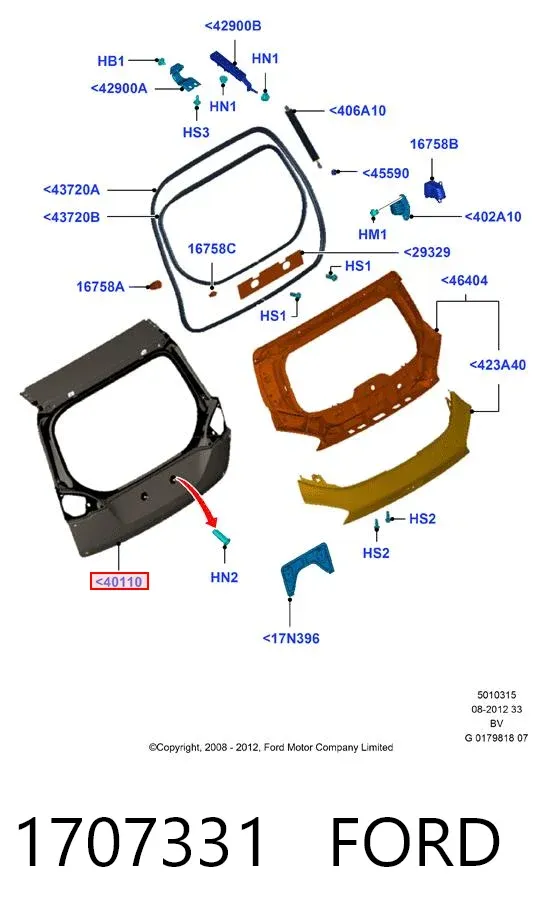 Porta traseira (3ª/5ª porta-malas (tampa de alcapão) Ford Kuga I
