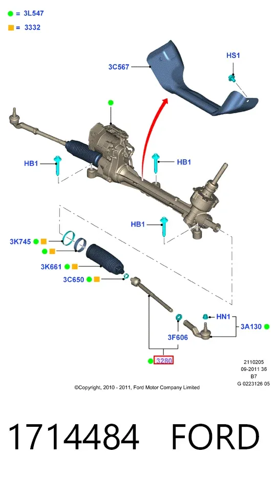Tração de direção 1714484 Ford