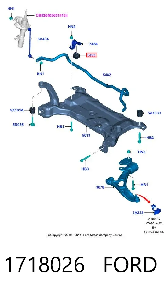 Bucha de estabilizador dianteiro 1718026 Ford
