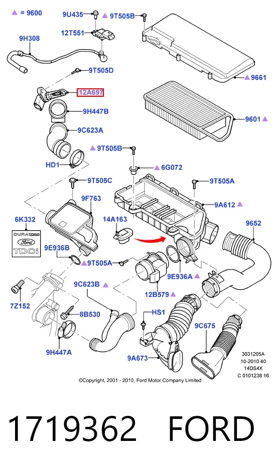 Sensor de temperatura da mistura de ar 1719362 Ford