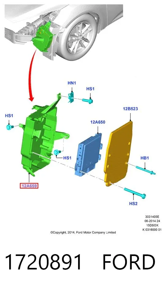 Caixa de unidade de dispositivos de segurança 1720891 Ford