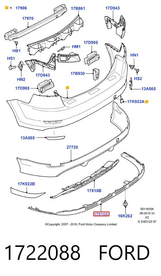 Spoiler do pára-choque traseiro 1722088 Ford