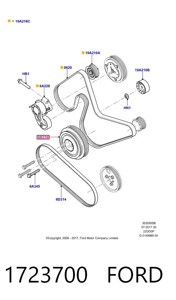 Polia de cambota 1723700 Ford