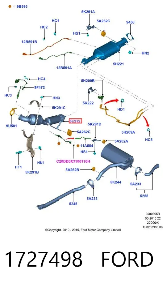 Convertidor - catalisador 1727498 Ford