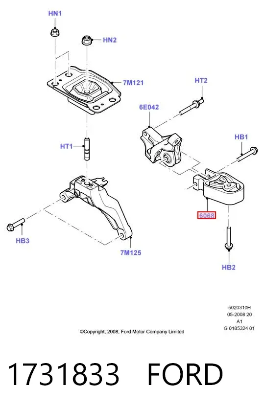 Coxim (suporte) traseiro de motor 1731833 Ford