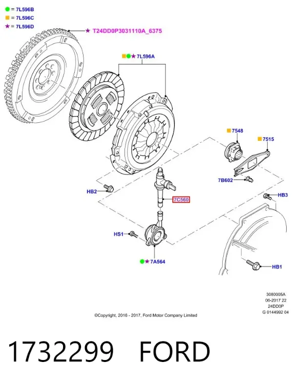 Mangueira de embraiagem 1732299 Ford