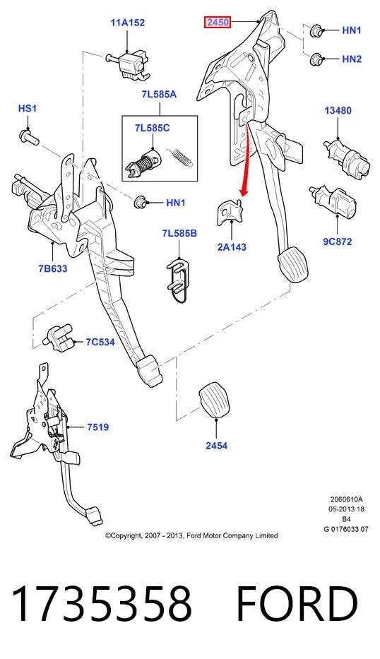 Pedal do freio 1735358 Ford