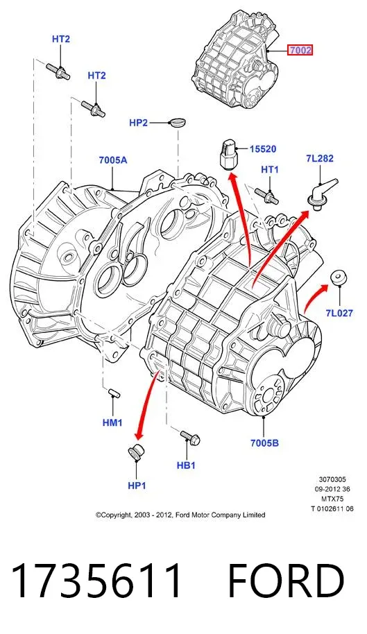 Caixa de Mudança montada (caixa mecânica de velocidades) 1735611 Ford