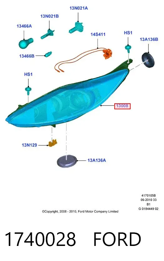 Luz esquerda 1740028 Ford