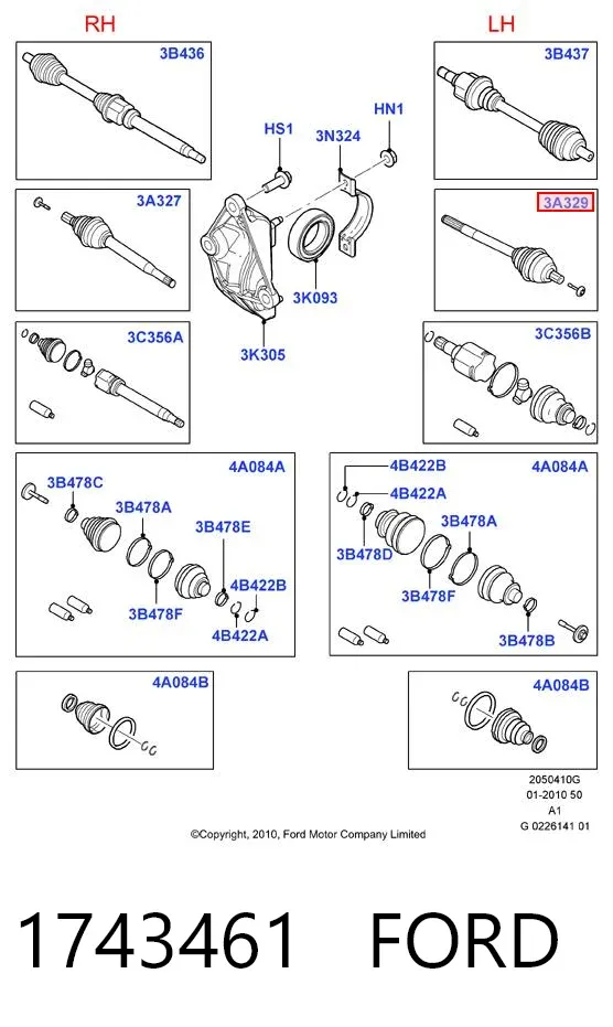 Junta homocinética externa dianteira 1743461 Ford