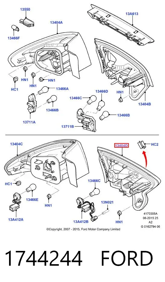 Lanterna traseira esquerda interna 1744244 Ford