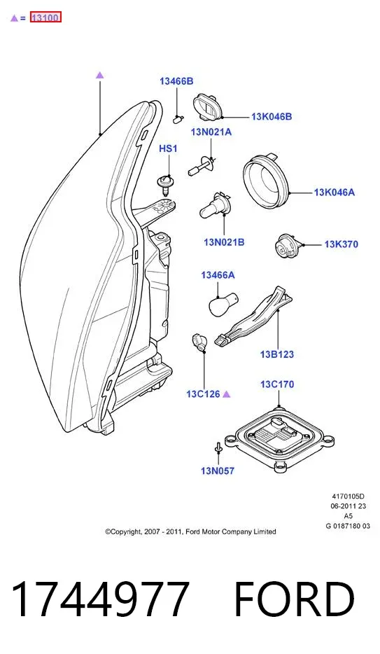 Luz esquerda 1744977 Ford