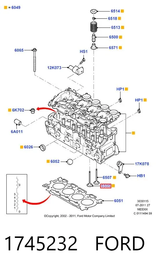 Válvula de escape 1745232 Ford