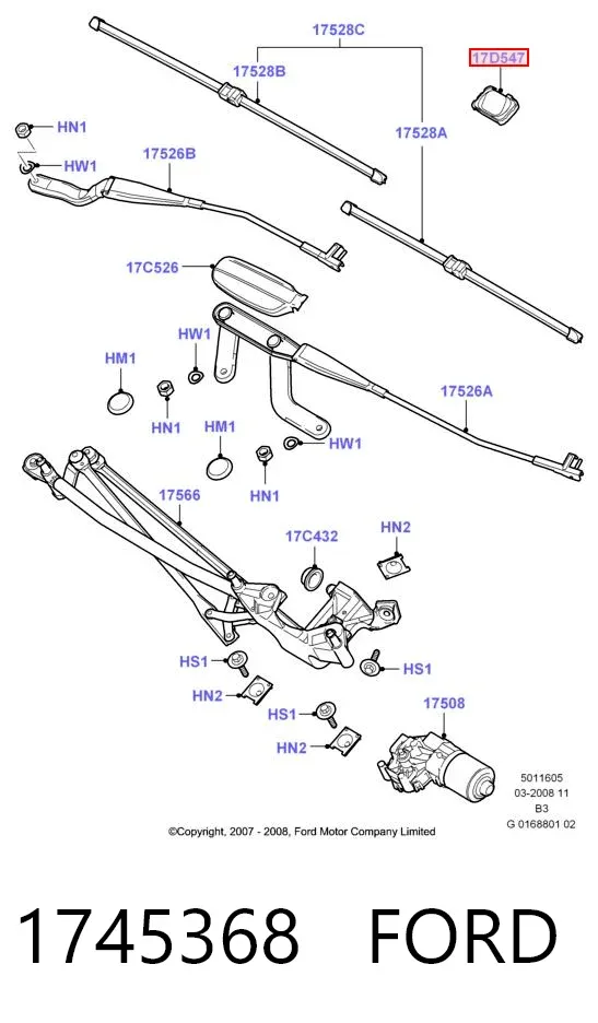Sensor de chuva 1745368 Ford