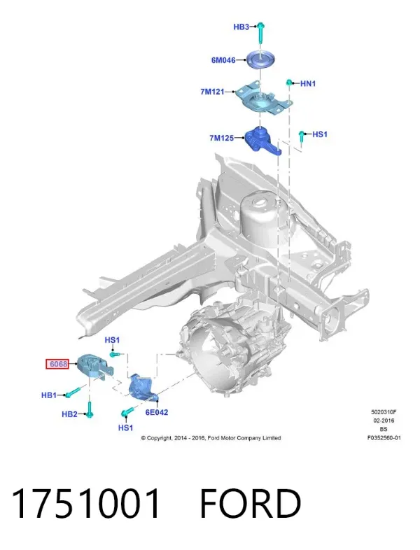 Coxim (suporte) traseiro de motor 1751001 Ford