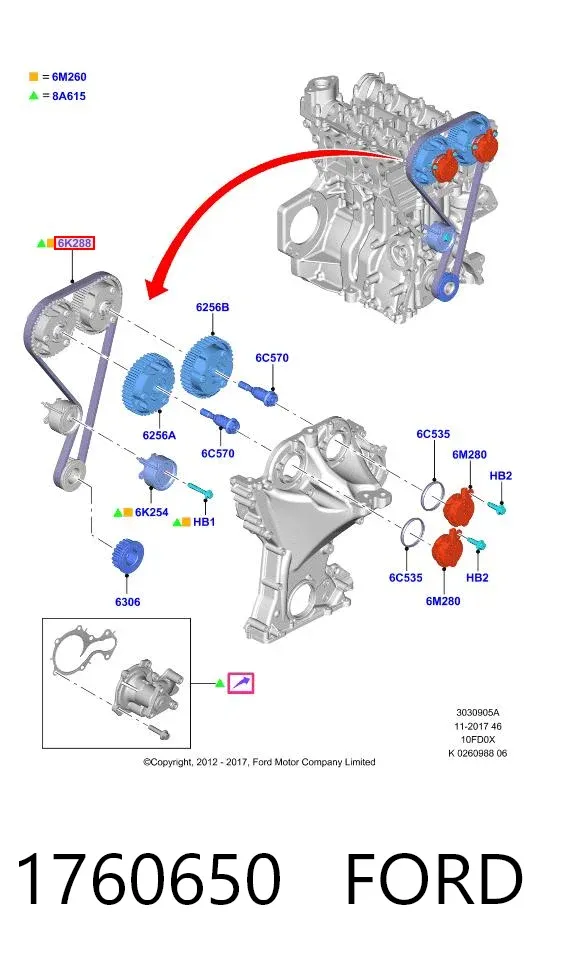 Correia do mecanismo de distribuição de gás 1760650 Ford